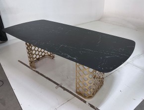 Стол CHIAVARI 220 KL-116 Черный мрамор матовый, итальянская керамика / бронзовый, ®DISAUR в Троицке - troick.mebel24.online | фото 6