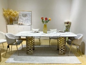 Стол CHIAVARI 220 KL-188 Контрастный мрамор матовый, итальянская керамика / Шампань, ®DISAUR в Троицке - troick.mebel24.online | фото 2