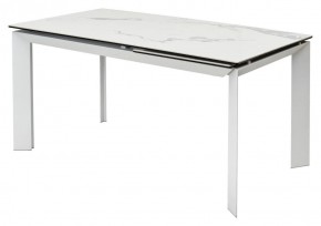 Стол CREMONA 140 HIGH GLOSS STATUARIO Белый мрамор глянцевый, керамика/ белый каркас, ®DISAUR в Троицке - troick.mebel24.online | фото 1