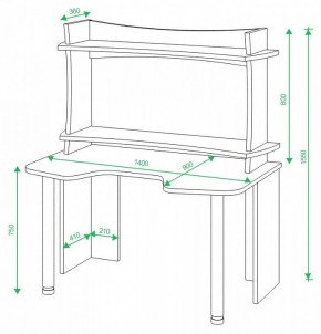 Стол компьютерный Домино lite СКЛ-Игр140 в Троицке - troick.mebel24.online | фото 2