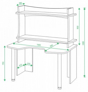 Стол компьютерный Домино Lite СКЛ-Игр140+НКИЛ140ВЛ в Троицке - troick.mebel24.online | фото 2