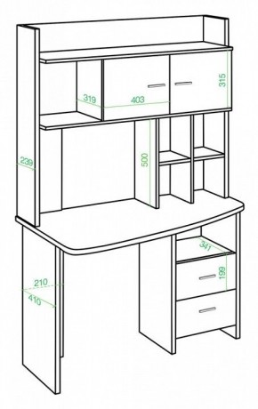 Стол компьютерный Домино Lite СКЛ-Крл120+НКЛХ-120 в Троицке - troick.mebel24.online | фото 2