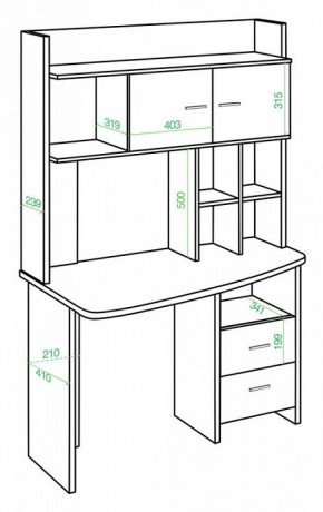 Стол компьютерный Домино Lite СКЛ-Крл120+НКЛХ-120 КШ ПРАВ в Троицке - troick.mebel24.online | фото 2
