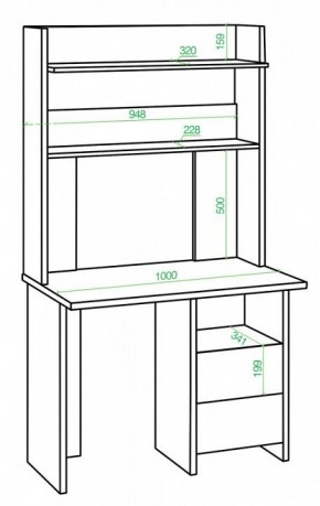 Стол компьютерный Домино Lite СКЛ-Прям100+НКЛХ-100 ШК в Троицке - troick.mebel24.online | фото 2