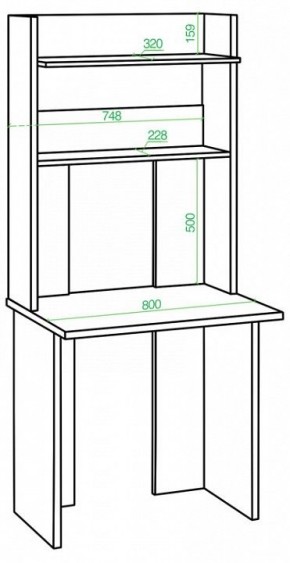 Стол компьютерный Домино Lite СКЛ-Прям80Р+НКЛХ в Троицке - troick.mebel24.online | фото 2