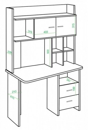 Стол компьютерный Домино Lite СКЛ-Трап120+НКЛХ-120 ШК ПРАВ в Троицке - troick.mebel24.online | фото 2