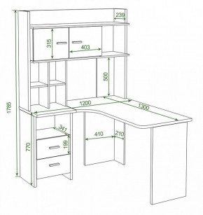 Стол компьютерный Домино Lite СКЛ-Угл130+НКЛХ-120 КШ ЛЕВ в Троицке - troick.mebel24.online | фото 2