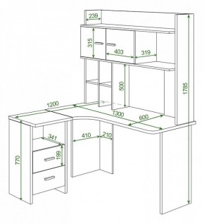 Стол компьютерный Домино Lite СКЛ-Угл130+НКЛХ-130 В ПРАВ в Троицке - troick.mebel24.online | фото 2
