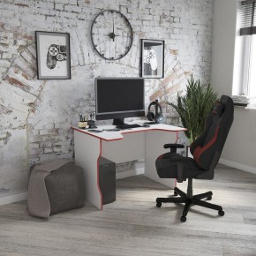 Стол компьютерный ВАРДИГ K2 100x82, белый/красный в Троицке - troick.mebel24.online | фото 4