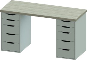 Стол письменный Ингар 2/55 140x75x55, дуб беленый/белый в Троицке - troick.mebel24.online | фото 2