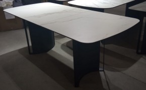 Стол RASMUS 160 TL-45 Белый мрамор, испанская керамика / черный каркас, ®DISAUR в Троицке - troick.mebel24.online | фото 2