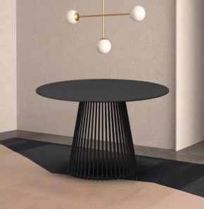 Стол TERNI 120 MATT BLACK MARBLE SOLID CERAMIC Черный мрамор матовый, керамика /Черн.каркас, ®DISAUR в Троицке - troick.mebel24.online | фото 2