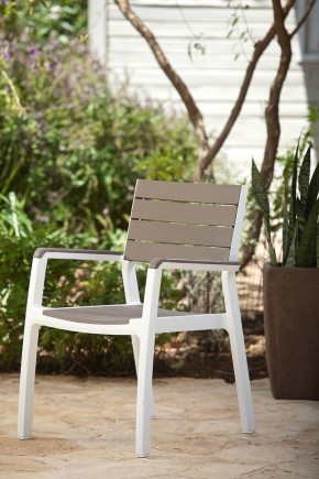 Стул c подлокотниками Гармония (Harmony armchair) белый-капучино в Троицке - troick.mebel24.online | фото 1