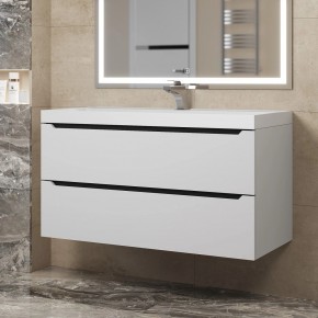 Тумба под раковину Uperwood Tanos 100 см, подвесная, белая/графит в Троицке - troick.mebel24.online | фото