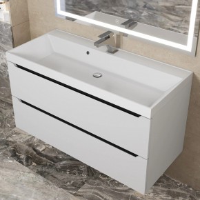 Тумба под раковину Uperwood Tanos 100 см, подвесная, белая/графит в Троицке - troick.mebel24.online | фото 10