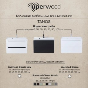 Тумба под раковину Uperwood Tanos 100 см, подвесная, белая/графит в Троицке - troick.mebel24.online | фото 12