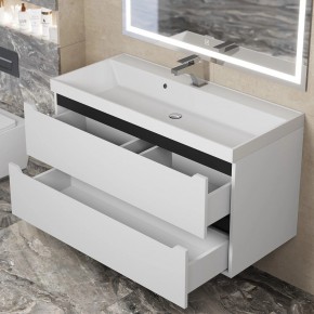 Тумба под раковину Uperwood Tanos 100 см, подвесная, белая/графит в Троицке - troick.mebel24.online | фото 9