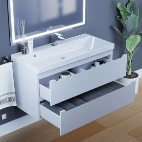 Тумба под раковину Uperwood Tanos 100 см, подвесная, белая матовая в Троицке - troick.mebel24.online | фото 9