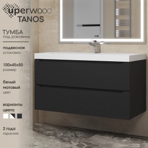 Тумба под раковину Uperwood Tanos 100 см, подвесная, черная матовая в Троицке - troick.mebel24.online | фото 3