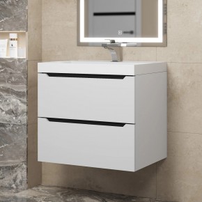 Тумба под раковину Uperwood Tanos 60 см, подвесная, белая/графит в Троицке - troick.mebel24.online | фото