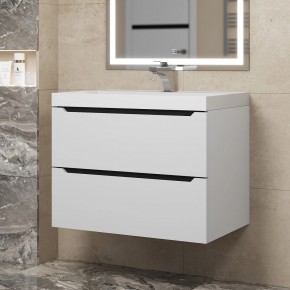 Тумба под раковину Uperwood Tanos 70 см, подвесная, белая/графит в Троицке - troick.mebel24.online | фото