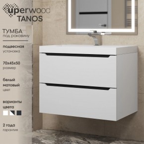 Тумба под раковину Uperwood Tanos 70 см, подвесная, белая/графит в Троицке - troick.mebel24.online | фото 3