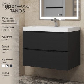 Тумба под раковину Uperwood Tanos 70 см, подвесная, черная матовая в Троицке - troick.mebel24.online | фото 3