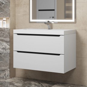 Тумба под раковину Uperwood Tanos 80 см, подвесная, белая/графит в Троицке - troick.mebel24.online | фото
