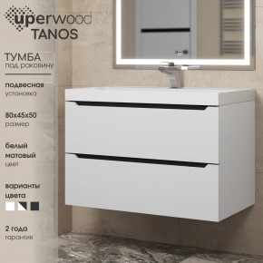 Тумба под раковину Uperwood Tanos 80 см, подвесная, белая/графит в Троицке - troick.mebel24.online | фото 3
