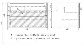 Тумба под раковину Uperwood Tanos 80 см, подвесная, белая/графит в Троицке - troick.mebel24.online | фото 7