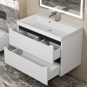 Тумба под раковину Uperwood Tanos 80 см, подвесная, белая/графит в Троицке - troick.mebel24.online | фото 9