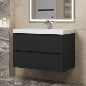 Тумба под раковину Uperwood Tanos 80 см, подвесная, черная матовая в Троицке - troick.mebel24.online | фото