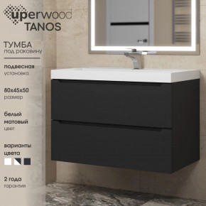 Тумба под раковину Uperwood Tanos 80 см, подвесная, черная матовая в Троицке - troick.mebel24.online | фото 3