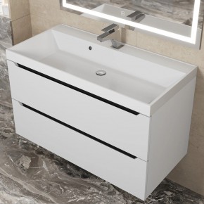 Тумба под раковину Uperwood Tanos 90 см, подвесная, белая/графит в Троицке - troick.mebel24.online | фото 9