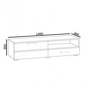Тумба под ТВ Ларго 1,4, цвет корпус белый/фасады МДФ белый глянец, ШхГхВ 140х46х35 см., НЕ универсальная сборка в Троицке - troick.mebel24.online | фото 10